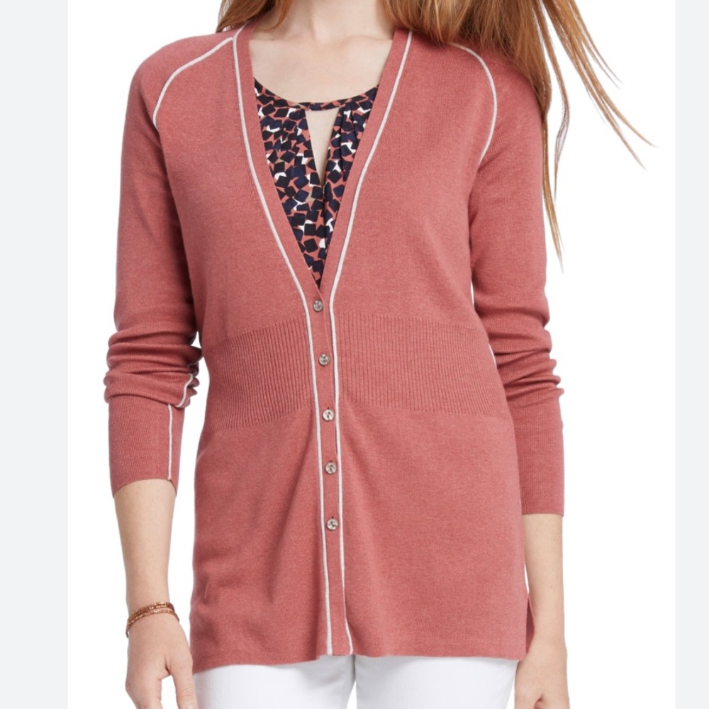 Nic+Zoe Tipped Cardigan Size Small Terracotta